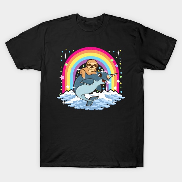 Cute Sloth Riding Narwhal The Unicorn Of The Sea T-Shirt by theperfectpresents